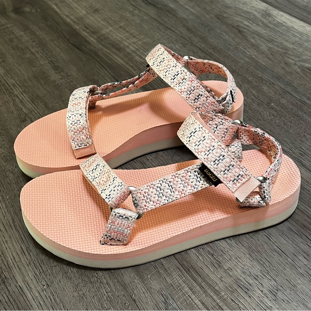 Teva Chacha Tropical Peach Midform Wedges Sandals Womens Size 9 - Picture 6 of 15